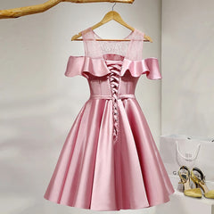 Prom Dress Long Elegant, Pink Short Girls Cute Short Prom Dresses