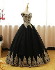 Prom Dress Glitter, Black Appliques Long Black Prom Dresses