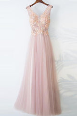 Prom Dress Sites, Pink Long A Line Simple Lace Up Prom Dresses