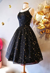 Party Dress Fancy, sexy spaghetti straps black shiny short homecoming dress party dresses
