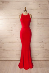 Party Dresses 2043, red fitted halter maxi dress red prom dress backless formal evening dress for woman