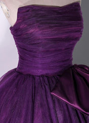 Prom Dresses Long Blue, Purple Scoop Tulle Ball Gown Formal Dresses, Purple Sweet 16 Dresses