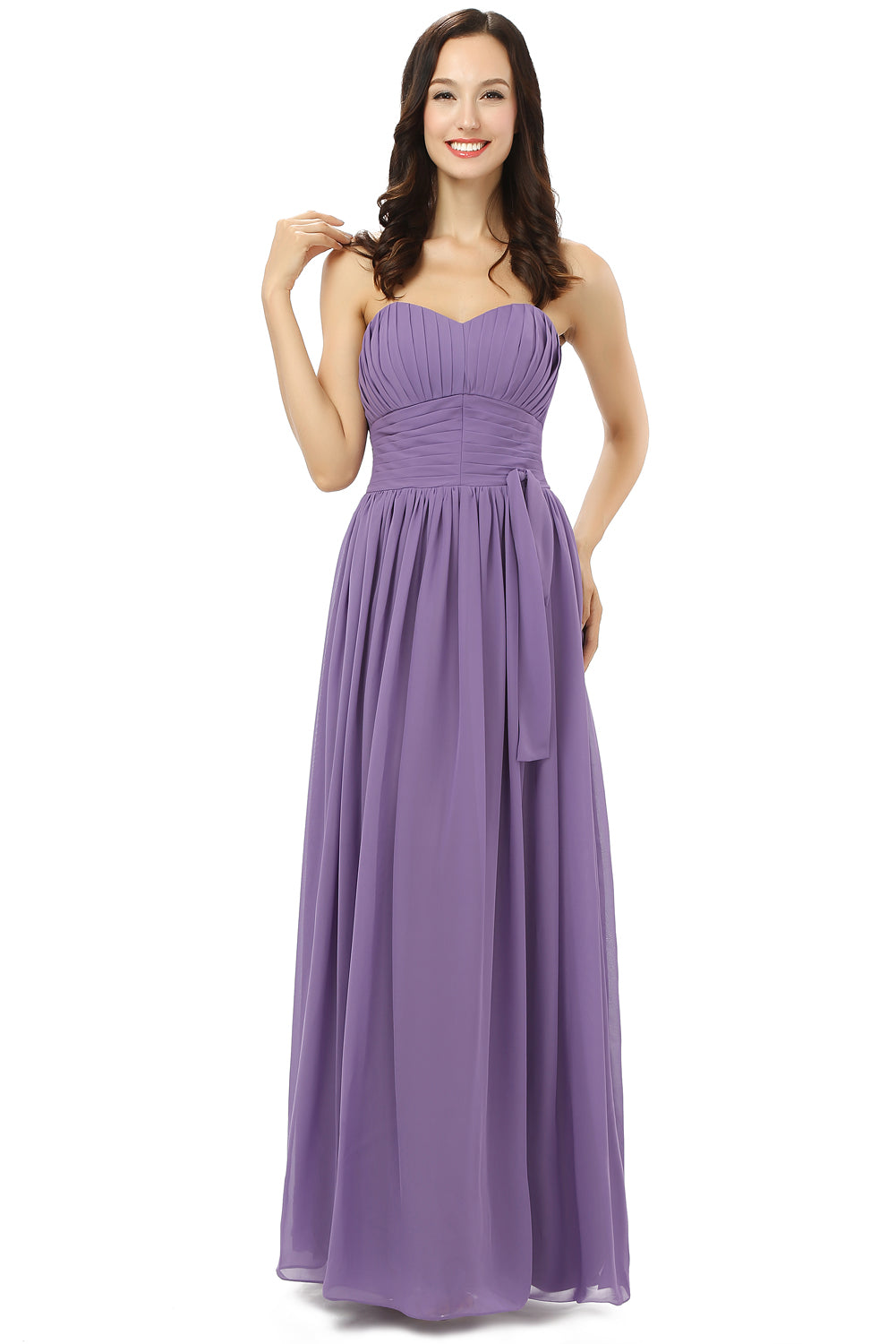 Party Dress Size 42, Purple Sleeveless Chiffon Long With Lace Up Bridesmaid Dresses