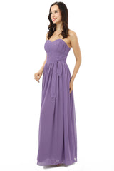Party Dresses Classy Elegant, Purple Sleeveless Chiffon Long With Lace Up Bridesmaid Dresses