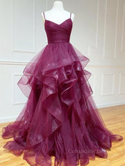Wedding Photography, Purple Tulle Long Prom Dresses, Purple Tulle Long Formal Evening Dresses
