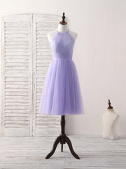 Party Dress Size 28, Purple Tulle Short Prom Dress, Simple Purple Homecoming Dress