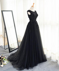 Homecoming Dresses Sweetheart, Black A Line Tulle Lace Long Prom Dress, Evening Dress