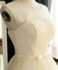 Formal Dress Modest, Cute A Line Tulle Round Neck Mini Prom Dress, Evening Dress