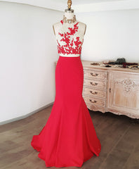 Homecome Dresses Short Prom, Red Mermaid Long Prom Dress, Red Formal Graduation Dress