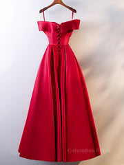 Simple Prom Dress, Red Tea Length Prom Dresses, Red Tea Length Formal Bridesmaid Dresses