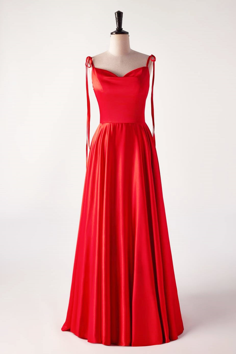 Bridesmaid Dresses Spring, Cowl Neck Red Satin Long Maxi Dress