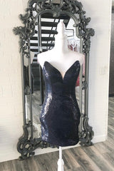Bridesmaid Dresses Mismatched Spring Wedding Colors, Blue Sequin Strapless Bodycon Homecoming Dress