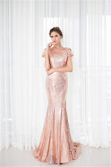 Party Dress Short Clubwear, Rose Gold Sequin Mermaid Prom Dresses