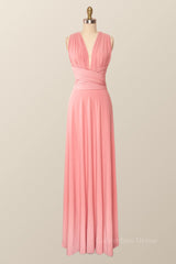 Semi Formal Outfit, Rose Pink Convertible Long Party Dress