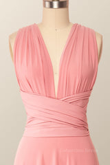 Short Formal Dress, Rose Pink Convertible Long Party Dress