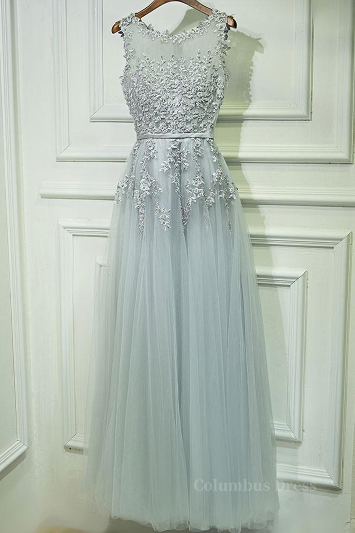Party Dress For Couple, Round Neck Lace Prom Dresses, Lace Formal Evening Dresses