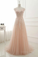 Black Dress Classy, Round Neck Pink Lace Prom Dresses, Pink Lace Formal Evening Dresses