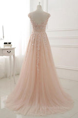 Party Dresses For Babies, Round Neck Pink Lace Prom Dresses, Pink Lace Formal Evening Dresses