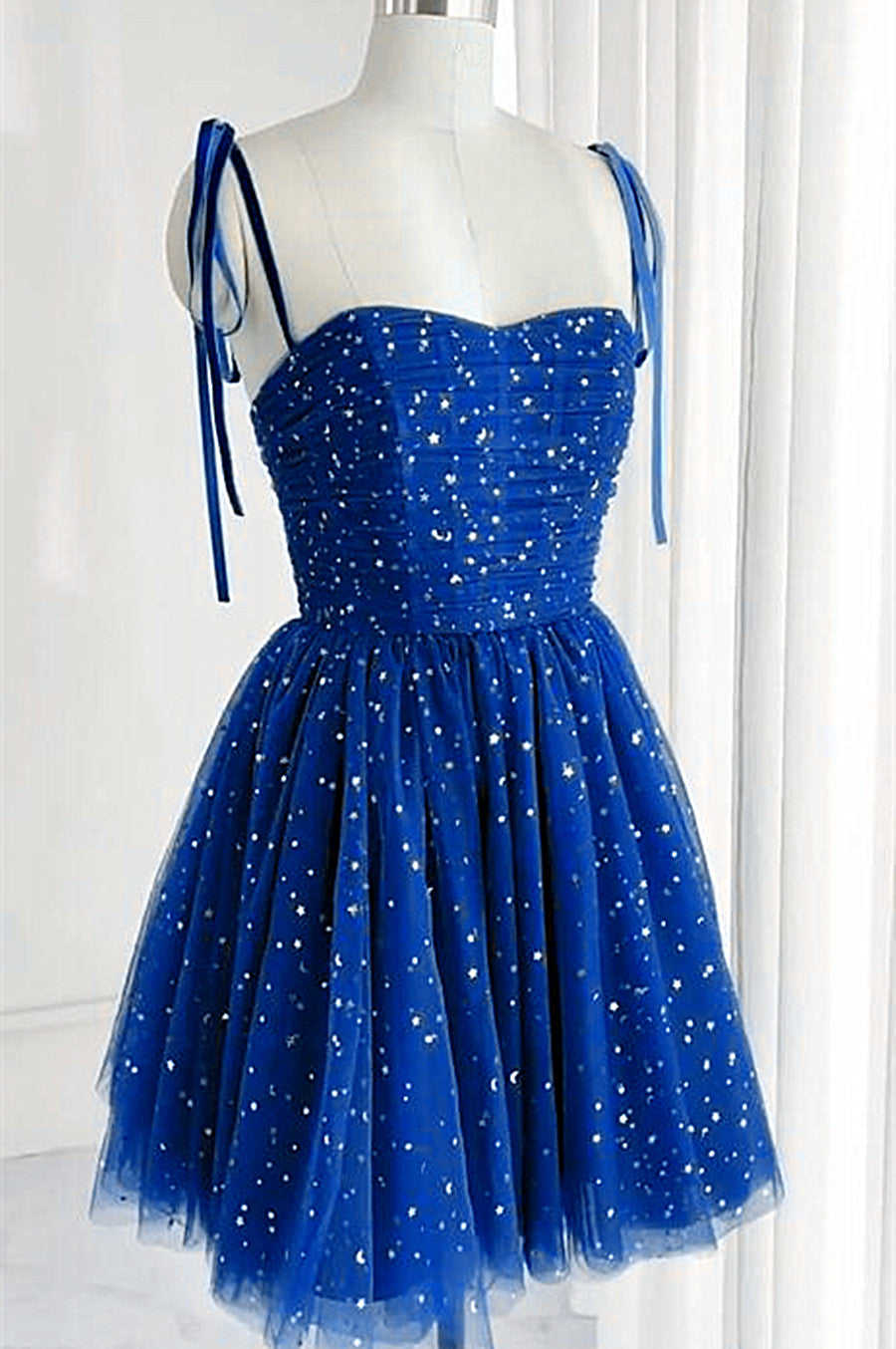 Bridesmaid Dresses Dark Green, Royal Blue Sparkle Tulle Sweetheart Short Formal Dress, Blue Short Homecoming Dress