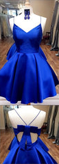 Prom Dress Different, Royal Blue Straps Short Homecoming Dress with Ribbon,Graduation Dresses