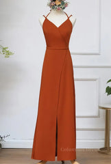 Prom Dresses Brands, Rust Orange Wrap Bridesmaid Dress