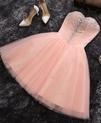 Evening Dress Long Sleeve Maxi, Pink A Line Sweetheart Neck Short Prom Dress, Homecoming Dresses