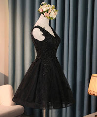Prom Dress 2047, Black V Neck Lace Short Prom Dress, Homecoming Dresses, Homecoming Dresses