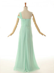 Prom Dress Black Girl, A-Line One Shoulder Floor Length Mint Green Bridesmaid Dress