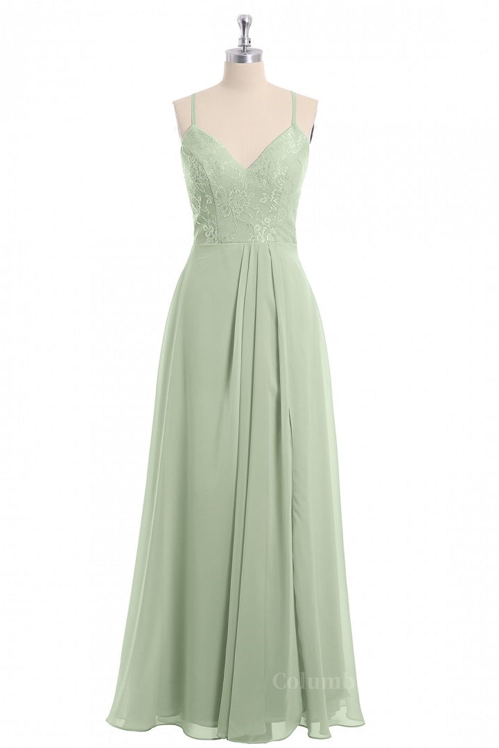 Bridesmaid Dresses Sage Green, Sage Green Straps A-line Long Bridesmaid Dress