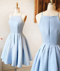 Prom Dresse 2030, Satin Light blue Simple Short Prom Dress,Mini Homecoming dress for teens,Cocktail Dresses