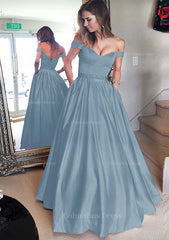 Evening Dress Yde, Satin Prom Dress A-Line/Princess Off-The-Shoulder Long/Floor-Length With Beaded