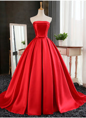 Prom Dress Color, Satin Scoop Floor Length Ball Prom Dress , Dark Red Sweet 16 Gown