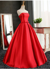 Prom Dresses Colors, Satin Scoop Floor Length Ball Prom Dress , Dark Red Sweet 16 Gown