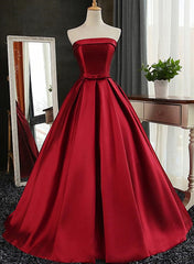 Prom Dress Colors, Satin Scoop Floor Length Ball Prom Dress , Dark Red Sweet 16 Gown