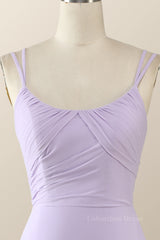 Prom Dresses Piece, Scoop Lavender Chiffon Pleated Long Bridesmaid Dress