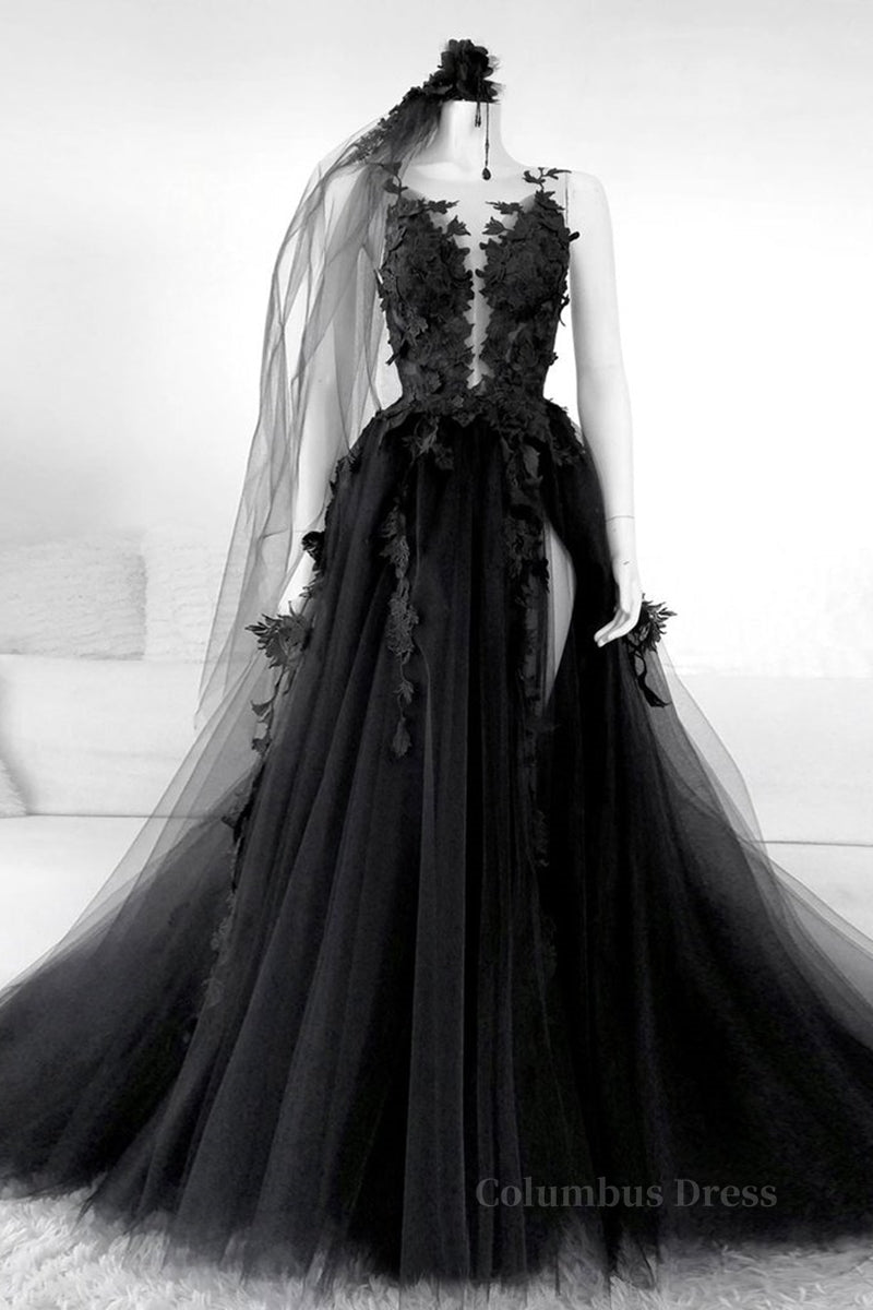 Formal Dress Black Dress, Sexy Backless Appliques Black Lace Long Prom Dress, Black Lace Formal Dress, Black Evening Dress