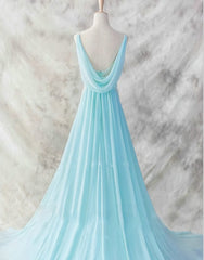 Party Dresses Outfit Ideas, Sexy Light Blue Chiffon Backless Long Evening Gown, Blue Party Dress