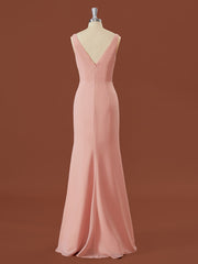 Formal Dresses Shop, Sheath Chiffon V-neck Pleated Floor-Length Bridesmaid Dress