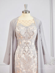 Bridesmaid Dresses Affordable, Sheath/Column Bateau Short/Mini Chiffon Mother of the Bride Dresses With Appliques Lace