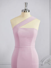 Prom Dress 2049, Sheath/Column One-Shoulder Floor-Length Stretch Crepe Bridesmaid Dresses