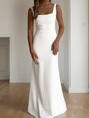 Wedding Dress Hire Near Me, Sheath/Column Straps Floor-Length Stretch Crepe Wedding Dresses