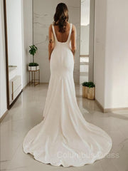 Wedding Dress Boutiques, Sheath/Column Straps Sweep Train Stretch Crepe Wedding Dresses