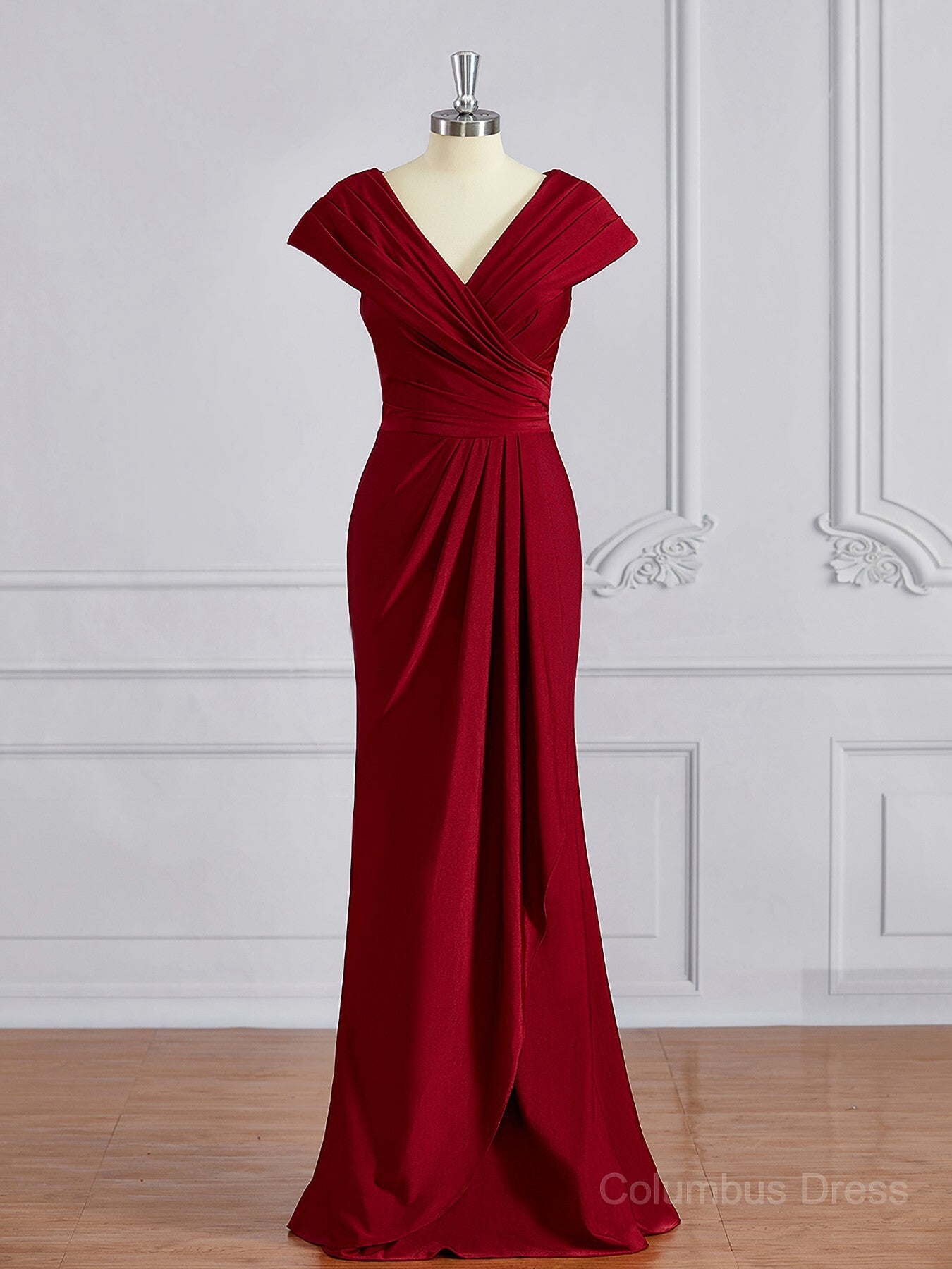 Prom Dress Chicago, Sheath/Column V-neck Floor-Length Jersey Mother of the Bride Dresses With Ruffles