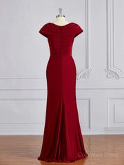 Prom Dress Glitter, Sheath/Column V-neck Floor-Length Jersey Mother of the Bride Dresses With Ruffles