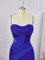 Homecoming Dresses Idea, Sheath Silk Like Satin Spaghetti Straps Pleated Corset Short/Mini Dress
