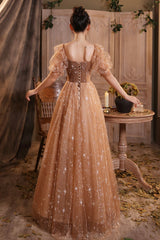 Formal Dress Simple, Shiny A line sequins long prom dress evening dress
