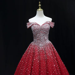 Homecoming Dress Shopping Near Me, Shiny Red Sequins Pretty Long Formal Dress, Dark Red Sweet 16 Dresses