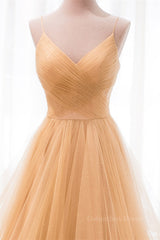 Engagement Dress, Shiny V Neck Backless Golden Long Prom Dress, Backless Golden Formal Dress, Golden Evening Dress