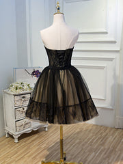 Party Dresses Classy, Short Black Lace Prom Dresses, Little Black Lace Formal Homecoming Dresses