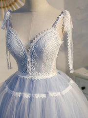 Party Dress New, Short Blue Lace Prom Dresses, Short Blue lace Formal Homecoming Dresses